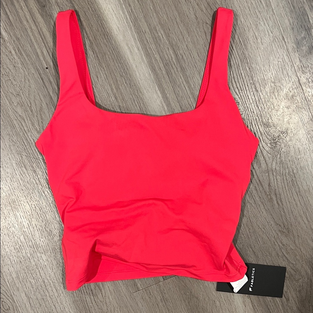 Fabletics Neon Pink Square-Neck Crop Top